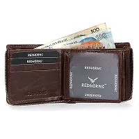 REDHORNS Stylish Genuine Leather Wallet for Men Lightweight Bi-Fold Slim Wallet with Card Holder Slots Purse for Men (1102B_Brown)-thumb1