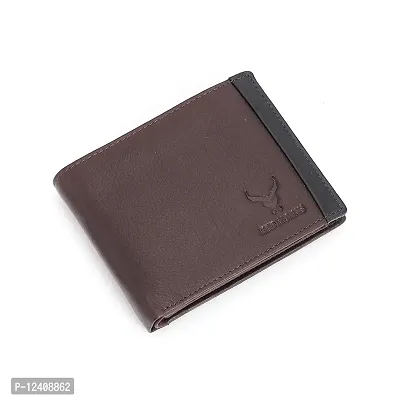 REDHORNS Stylish Genuine Leather Wallet for Men Lightweight Bi-Fold Slim Wallet with Card Holder Slots Purse for Men (V_A04R4_Redwood Brown)