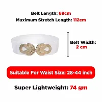 REDHORNS Elastic Fabric Waist Belt for Women Dresses Antique Tangle Design Stretchy Slim Ladies Belt for Saree Girls Jeans - Free Size (LD116J_White)-thumb2