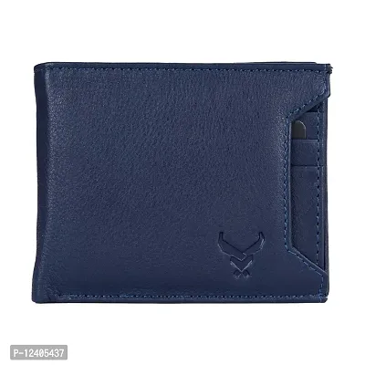 REDHORNS Stylish Genuine Leather Wallet for Men Lightweight Bi-Fold Slim Wallet with Card Holder Slots Purse for Men (1A08I_Navy Blue)