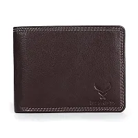 REDHORNS Stylish Genuine Leather Wallet for Men Lightweight Bi-Fold Slim Wallet with Card Holder Slots Purse for Men (WC-629R2_Brown)-thumb1