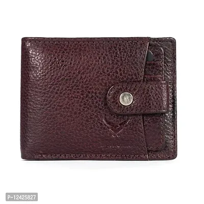 REDHORNS Genuine Leather Wallet for Men Slim Bi-Fold Gents Wallets with ATM Card ID Slots Purse for Men (344L-Cherry)