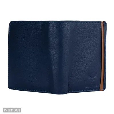 REDHORNS Stylish Genuine Leather Wallet for Men Lightweight Bi-Fold Slim Wallet with Card Holder Slots Purse for Men (AP02I_Navy Blue)-thumb5