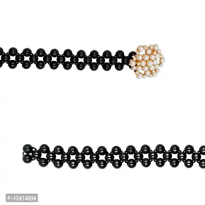 REDHORNS Rhinestone Elastic Waist Belt for Women Dresses Elegant Star Design Stretchy Slim Waistband, Belly Chain Kamarband for Ladies Saree - Free Size (LD7601A2_Black)-thumb5