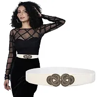 REDHORNS Women Belt Casual Slim Belt Female Belts Dress Skirt Waist Belt Elegant Design Ladies Designer Waistband (LD17WT_White)-thumb2