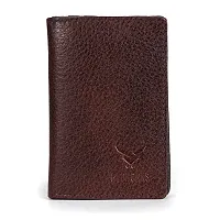 REDHORNS Genuine Leather Bi-fold Card Holder Money Wallet 16-Slot Slim Credit Debit Coin Purse for Men & Women (RD003E_Bombay Brown)-thumb1