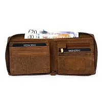 REDHORNS Stylish Genuine Leather Wallet for Men Lightweight Bi-Fold Slim Wallet with Card Holder Slots Purse for Men (727DH_D. Brown)-thumb1