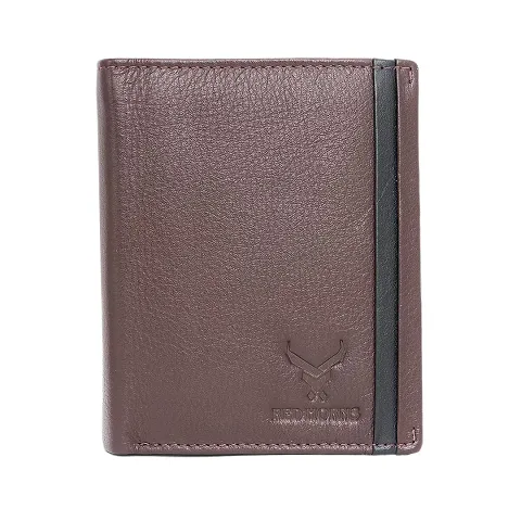 REDHORNS Stylish Genuine Leather Wallet for Men Lightweight Bi-Fold Slim Wallet with Card Holder Slots Purse for Men (AP02D_Dark Brown)