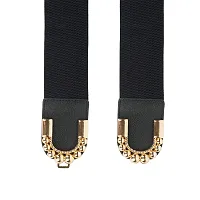 REDHORNS Fabric Elastic Waist Belt for Women Dresses Elegant C-Shaped Design Stretchy Wide Belt for Ladies Saree - Free Size (LD144A_Black)-thumb1