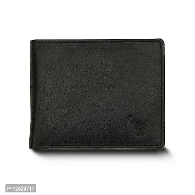 REDHORNS Top Grain Genuine Leather Wallet for Men | Royal Black Ultra Slim & Compact Purse | Handcrafted Ultra Strong Stitching | 5 Card Slots with Hidden Pockets - WM-629A (Black)