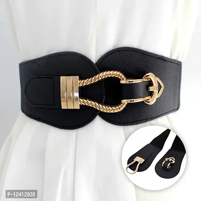 REDHORNS Women Belt Casual Thin Belt Female Belts Dress Skirt Waist Elegant Design Ladies Designer Waistband (LD008BK_Black)-thumb5