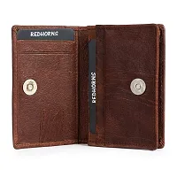 REDHORNS Genuine Leather Bi-fold Card Holder Money Wallet 16-Slot Slim Credit Debit Coin Purse for Men & Women (RD003O_Cognac)-thumb1