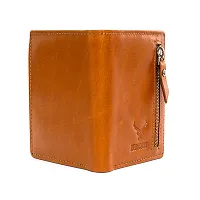 REDHORNS Stylish Genuine Leather Wallet for Men Lightweight Bi-Fold Slim Wallet with Card Holder Slots Purse for Men (350F_Tan)-thumb2