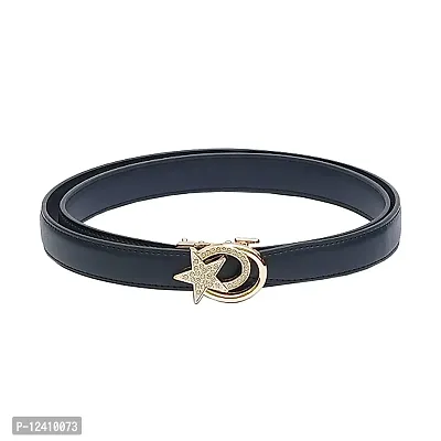 REDHORNS PU Leather Waist Belt for Women Dresses Star Design Adjustable Slim Belt for Ladies Saree - Free Size (LD129I-GLD, Blue)-thumb0