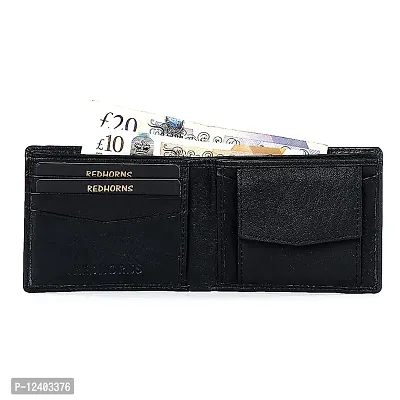 REDHORNS Stylish Genuine Leather Wallet for Men Lightweight Bi-Fold Slim Wallet with Card Holder Slots Purse for Men (WC-133R1_Black)-thumb3