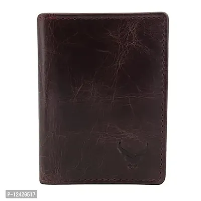 REDHORNS Genuine Leather Card Holder Money Wallet 3-Slot Slim Credit Debit Coin Purse for Men & Women (RD382L_Cherry)-thumb0