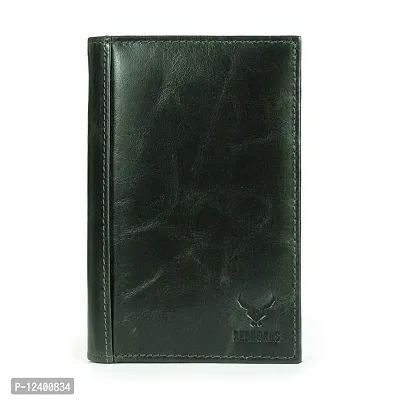 REDHORNS Genuine Leather Regular Wallet Card Holder with Multi Pockets for Men (Black)