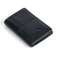 REDHORNS Stylish Genuine Leather Wallet for Men Lightweight Tri-Fold Slim Wallet with Card Holder Slots Purse for Men (WC-TF02R1_Black)-thumb3