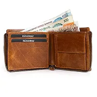 REDHORNS Stylish Genuine Leather Wallet for Men Lightweight Bi-Fold Slim Wallet with Card Holder Slots Purse for Men (1102R6_Tan)-thumb3