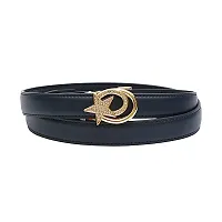 REDHORNS PU Leather Waist Belt for Women Dresses Star Design Adjustable Slim Belt for Ladies Saree - Free Size (LD129I-GLD, Blue)-thumb1