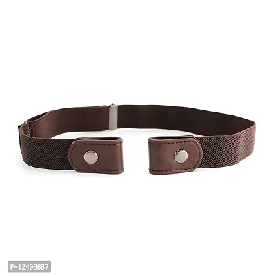 REDHORNS Men's No Buckle Stretch Belt Invisible Elastic Belt for Jeans Pants all-match Elastic Belt (GB2B_Brown))-thumb2