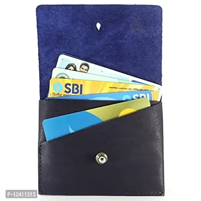 REDHORNS Genuine Leather Card Holder Money Wallet Slim Credit Debit Coin Purse for Men & Women (RD381I_Blue)-thumb3