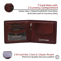 REDHORNS Top Grain Genuine Leather Wallet for Men | Ultra Slim  Compact Purse | Handcrafted Ultra Strong Stitching | Zip with 9 Card Slots | Hidden Pockets with ID Slots - WM-639E (B. Brown)-thumb1