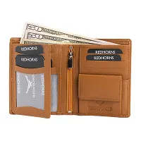 REDHORNS Stylish Genuine Leather Wallet for Men Lightweight Bi-Fold Slim Wallet with Card Holder Slots Purse for Men (V_A07R6_Tan)-thumb1