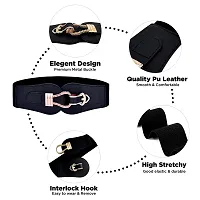 REDHORNS Women Belt Casual Thin Belt Female Belts Dress Skirt Waist Elegant Design Ladies Designer Waistband (LD008BK_Black)-thumb1