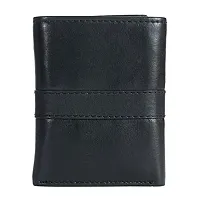 REDHORNS Stylish Genuine Leather Wallet for Men Lightweight Tri-Fold Slim Wallet with Card Holder Slots Purse for Men (TF105R1_Black)-thumb3