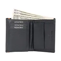 REDHORNS Stylish Genuine Leather Wallet for Men Lightweight Bi-Fold Slim Wallet with Card Holder Slots Purse for Men (AP02R1_Black)-thumb1