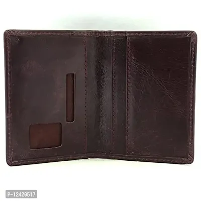 REDHORNS Genuine Leather Card Holder Money Wallet 3-Slot Slim Credit Debit Coin Purse for Men & Women (RD382L_Cherry)-thumb2