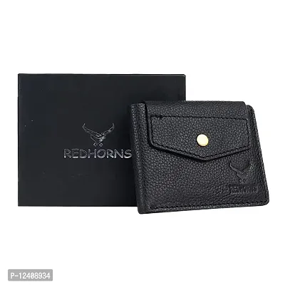 REDHORNS Stylish Genuine Leather Wallet for Men Lightweight Bi-Fold Slim Wallet with Card Holder Slots Purse for Men (RD006A_Black)-thumb5