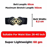 REDHORNS Elastic Fabric Waist Belt for Women Dresses Heart Shaped Design Stretchy Ladies Belt for Saree Girls Jeans - Free Size (LD44A_Black)-thumb2