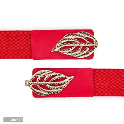 REDHORNS Womens Floral Design Belts Casual Thin Female Belts Dress Skirt Waist Elegant Ladies Designer Waistband (LD79N_Red)-thumb4