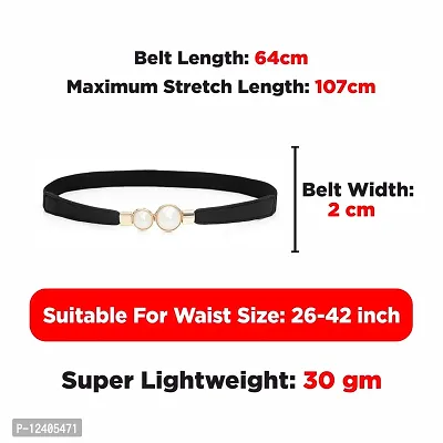 REDHORNS Women Belt Casual Thin Belt For Dress Skirt Waist Elegant Design Ladies Designer Waistband (LD001B_Black)-thumb4