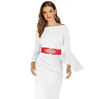REDHORNS Women Floral Design Belt Casual Thin Female Belts Dress Skirt Waist Elegant Ladies Designer Waistband (LD74N_Red)-thumb4