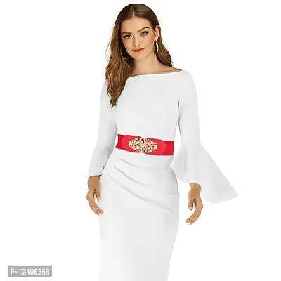 REDHORNS Women Floral Design Belt Casual Thin Female Belts Dress Skirt Waist Elegant Ladies Designer Waistband (LD74N_Red)-thumb5
