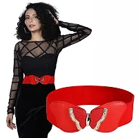 REDHORNS Elastic Fabric Waist Belt for Women Dresses Butterfly Design Stretchy Wide Ladies Belt for Saree Girls Jeans - Free Size (LD83N_Red)-thumb4