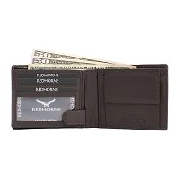 REDHORNS Stylish Genuine Leather Wallet for Men Lightweight Bi-Fold Slim Wallet with Card Holder Slots Purse for Men (A05R3_Dark Brown)-thumb1