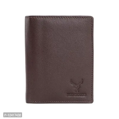 REDHORNS Stylish Genuine Leather Wallet for Men Lightweight Bi-Fold Slim Wallet with Card Holder Slots Purse for Men (WC-A07D_Redwood Brown)