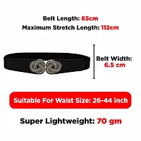 REDHORNS Elastic Fabric Waist Belt for Women Dresses Elegant Design Stretchy Slim Ladies Belt for Saree Girls Jeans - Free Size (LD17BK_Black)-thumb4