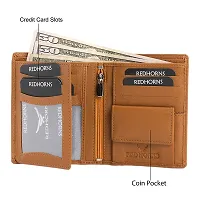 REDHORNS Stylish Genuine Leather Wallet for Men Lightweight Bi-Fold Slim Wallet with Card Holder Slots Purse for Men (V_A07R6_Tan)-thumb4