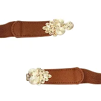 REDHORNS Elastic Fabric Waist Belt for Women Dresses Vintage Peacock Design Stretchy Slim Ladies Belt for Saree Girls Jeans - Free Size (LD45B_Brown)-thumb1