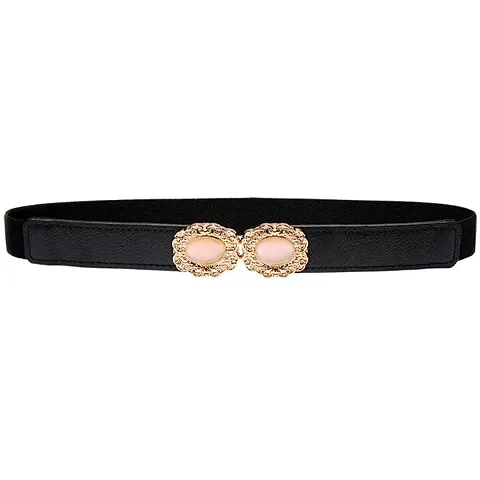REDHORNS Elastic Fabric Waist Belt for Women Dresses Circle Design Stretchy Slim Ladies Belt for Saree Girls Jeans - Free Size (LD86)