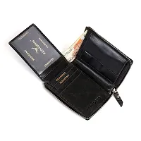 REDHORNS Stylish Genuine Leather Wallet for Men Lightweight Bi-Fold Slim Wallet with Card Holder Slots Purse for Men (1101A_Black)-thumb2