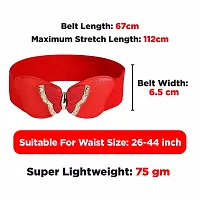 REDHORNS Elastic Fabric Waist Belt for Women Dresses Butterfly Design Stretchy Wide Ladies Belt for Saree Girls Jeans - Free Size (LD83N_Red)-thumb3