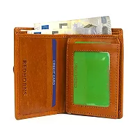 REDHORNS Stylish Genuine Leather Wallet for Men Lightweight Bi-Fold Slim Wallet with Card Holder Slots Purse for Men (350F_Tan)-thumb1