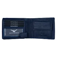 REDHORNS Stylish Genuine Leather Wallet for Men Lightweight Bi-Fold Slim Wallet with Card Holder Slots Purse for Men (WC-A05I_Navy Blue)-thumb1