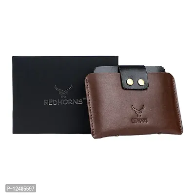 REDHORNS Genuine Leather Regular Card Holder Wallet for Men (Brown)-thumb5